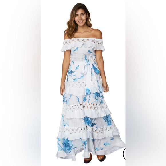 Queen Moda Positano Linen Maxi Dress - Picture 1 of 7